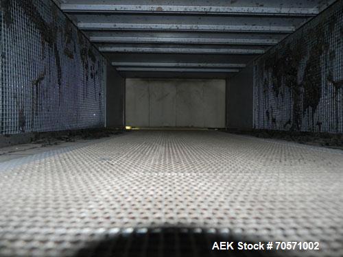 Used Shanklin T71 High Speed Shrink Tunnel. Single chamber high speed unit capable of speeds from 25 to 150 FPM. Chamber size 10" high x 22" wide x 60" long. Mesh chain conveyor is 116" long and adju...