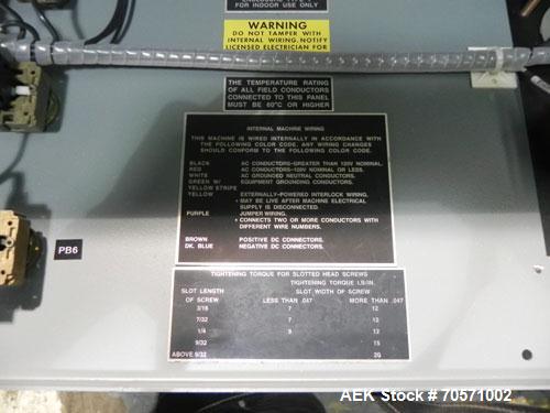 Used Shanklin T71 High Speed Shrink Tunnel. Single chamber high speed unit capable of speeds from 25 to 150 FPM. Chamber size 10" high x 22" wide x 60" long. Mesh chain conveyor is 116" long and adju...