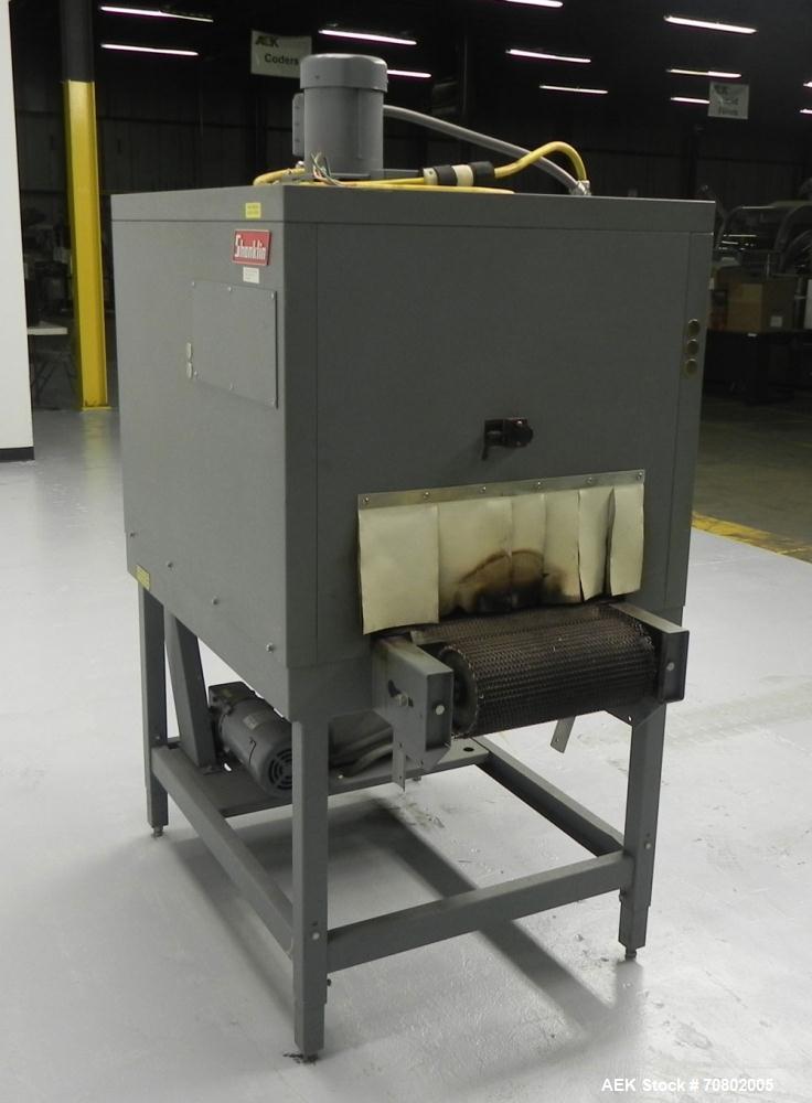 Used Shanklin Model T-7XL Single Zone Heat Shrink Tunnel. Tunnel conveyor is rated at speeds from 15 to 120 ft per minute. Has temperature controls from 50 to 500 deg. F. Has a 4-8" high (adjustable)...