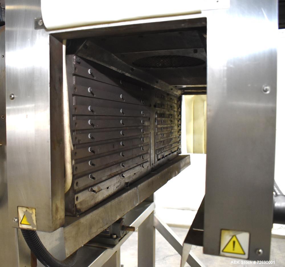 Used Tri Pack Shrink Tunnel Model HT-2. 5' Long tunnel, tunnel opening 9.87" wide x 13.78" high. Temperature range up to 400 degree F. Max tunnel elevation 42", tunnel elevation adjustment 10". Digit...
