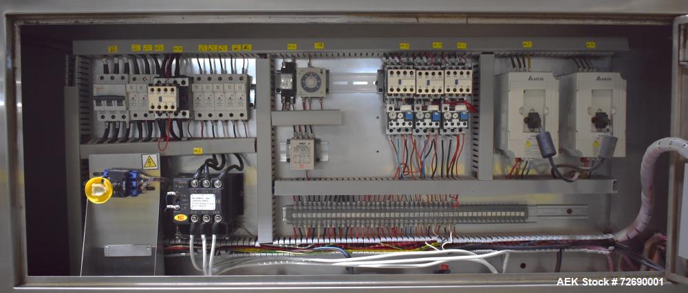 Used Tri Pack Shrink Tunnel Model HT-2. 5' Long tunnel, tunnel opening 9.87" wide x 13.78" high. Temperature range up to 400 degree F. Max tunnel elevation 42", tunnel elevation adjustment 10". Digit...