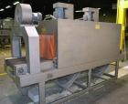 Used Arpac Shrink Tunnel, Model T-28-18-68, Carbon Steel. Approximate 20’’ wide x 118’’ long plastic mesh belt, driven by a 1/4hp, 3/60/230/460 volt, 1725 rpm gear motor. Tunnel opening 28’’ wide x 1...