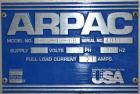 Used Arpac Shrink Tunnel, Model T-28-18-68, Carbon Steel. Approximate 20’’ wide x 118’’ long plastic mesh belt, driven by a 1/4hp, 3/60/230/460 volt, 1725 rpm gear motor. Tunnel opening 28’’ wide x 1...