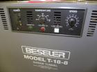 Used Beseler Shrink Tunnel, Model T-18-8M, Carbon Steel. Capable of 30-40 packages per minute, 0 to 120 feet per minute conveyor speed. Maximum product size 17’’ wide x 7’’ high. Tunnel opening measu...