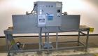 Used Great Lakes Shrink Tunnel, Model HVD-12-22-90-HP, Carbon Steel. Approximate 19’’ wide x 122’’ long solid belt, driven by a 1/2hp, 90 volt DC gear motor. Tunnel opening 25’’ wide x 17’’ tall x 90...