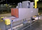 Used Great Lakes Shrink Tunnel, Model HVD-12-22-90-HP, Carbon Steel. Approximate 19’’ wide x 122’’ long solid belt, driven by a 1/2hp, 90 volt DC gear motor. Tunnel opening 25’’ wide x 17’’ tall x 90...