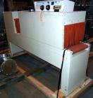 Used Pack-All Heat Tunnel, Carbon Steel. Approximately 4’ long tunnel with 15’’ high x 13’’ opening. 2’ Long cooling tunnel section, 8’ X 14’’ wide rubber belt conveyor. Mounted on (4) leveling feet.