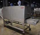 Used Shanklin Model T-72SS Dual Chamber Stainless Steel Shrink Tunnel. Machine is capable of speeds from 25 to 150 linear feet per minute. Unit has tunnel passage dimensions measuring 84