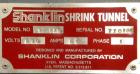 Used Shanklin Shrink Tunnel, Model T-7XL