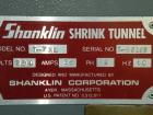 Used Shanklin Shrink Tunnel, Model T-7XL, Carbon Steel. Tunnel passage 4’’ to 8