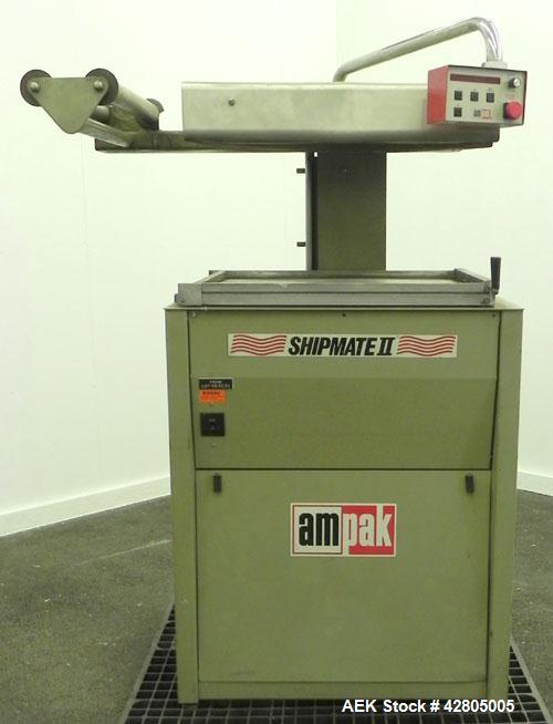 Used Ampak Shipmate II Model SF-1824A Vacuum Skin Packager. Has an 18” wide x 24” long platen size with an adjustable platen clearance of 6” to 18”. Film capacity 20” wide x 9” OD on 3” ID core. Plat...