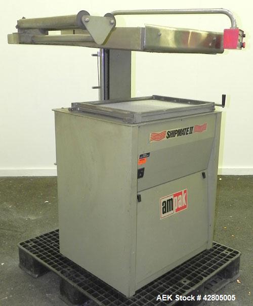 Used Ampak Shipmate II Model SF-1824A Vacuum Skin Packager. Has an 18” wide x 24” long platen size with an adjustable platen clearance of 6” to 18”. Film capacity 20” wide x 9” OD on 3” ID core. Plat...