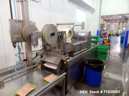 Used Multivac Darfresh Skin Packaging System, Model R175 CD. 220 volt, 3-phase, 60 Hz, 82 amp, 14.5 kW. 420mm bottom web  semi rigid. 250mm advance, 20" loading area, 14 ft. long overall. Film trim w...