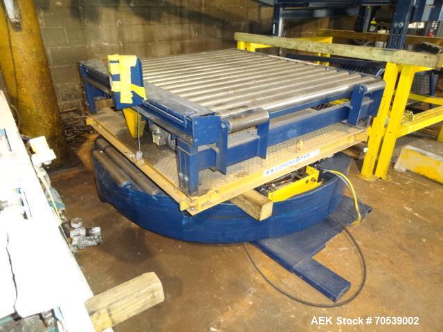 Used Lantech Auto Stretch Wrapper, Model Q Series Auto 3 Station. Powered conveyor infeed and discharge. Frame painted with Steel It application. 230-480 V / 3 ph / 60 Hz. 20" film. Includes OEM fenc...