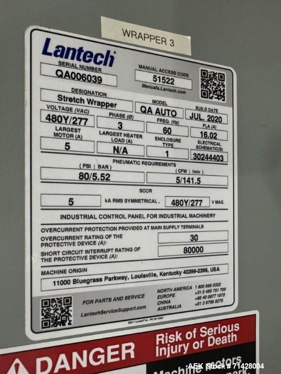 Used Lantech Orbital Pallet Wrapper – Model QA Auto | 4000+ lb Capacity | Auto Cut-Off | Pallet-Grip Tech