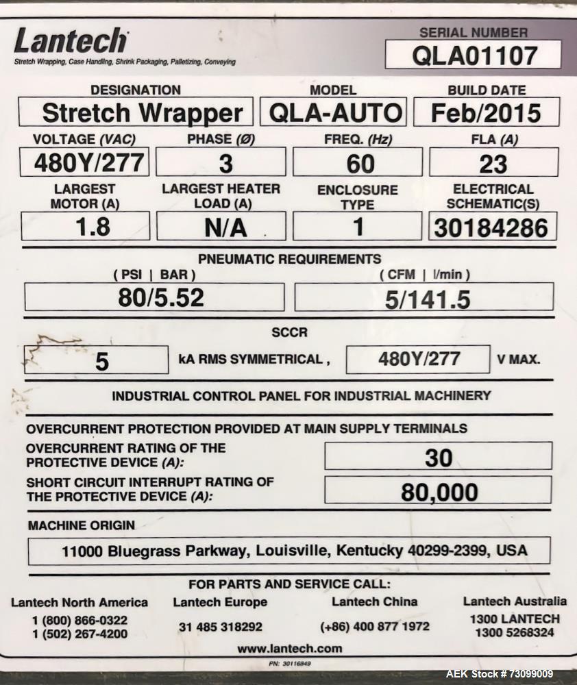 Used Lantech QLA-Auto Automatic Stretch Wrapper | 35–45 Loads/Hour | 4000 lb Cap