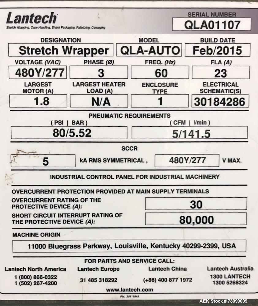 Lantech Automatic Stretch Wrapper, Model QLA-Auto