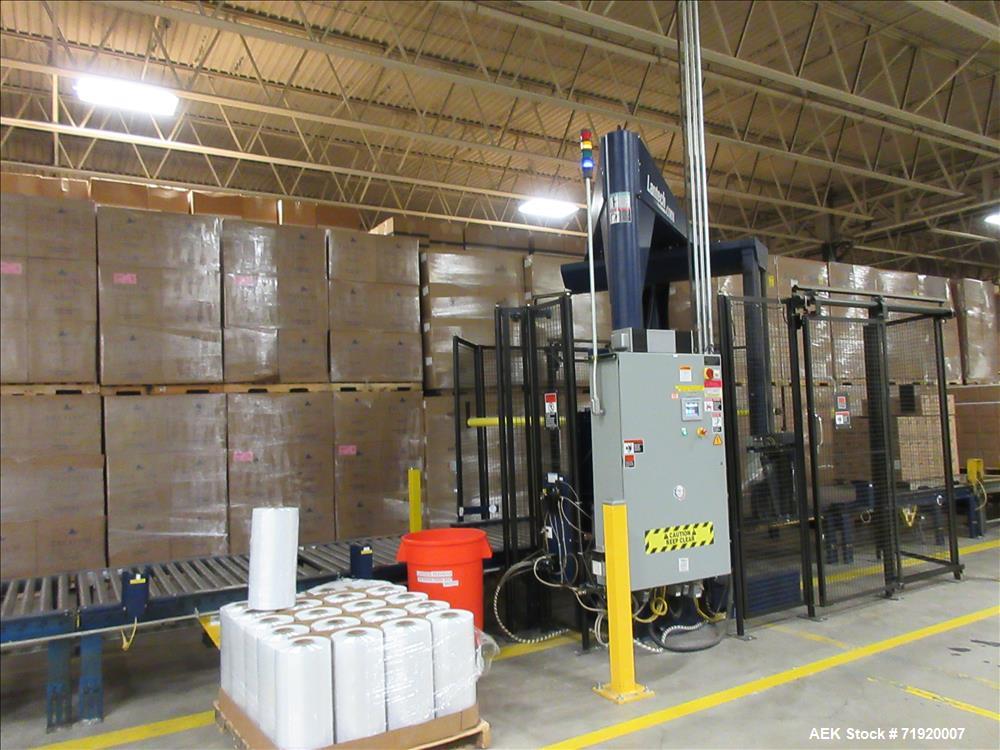 Used Lantech Model S-2500 Automatic Straddle Stretch Wrapper Line. Capable of speeds from 60 - 80 loads per hour (depending on application). Maximum load size: 58"L x 58"W x 80"H. Film delivery: 250%...