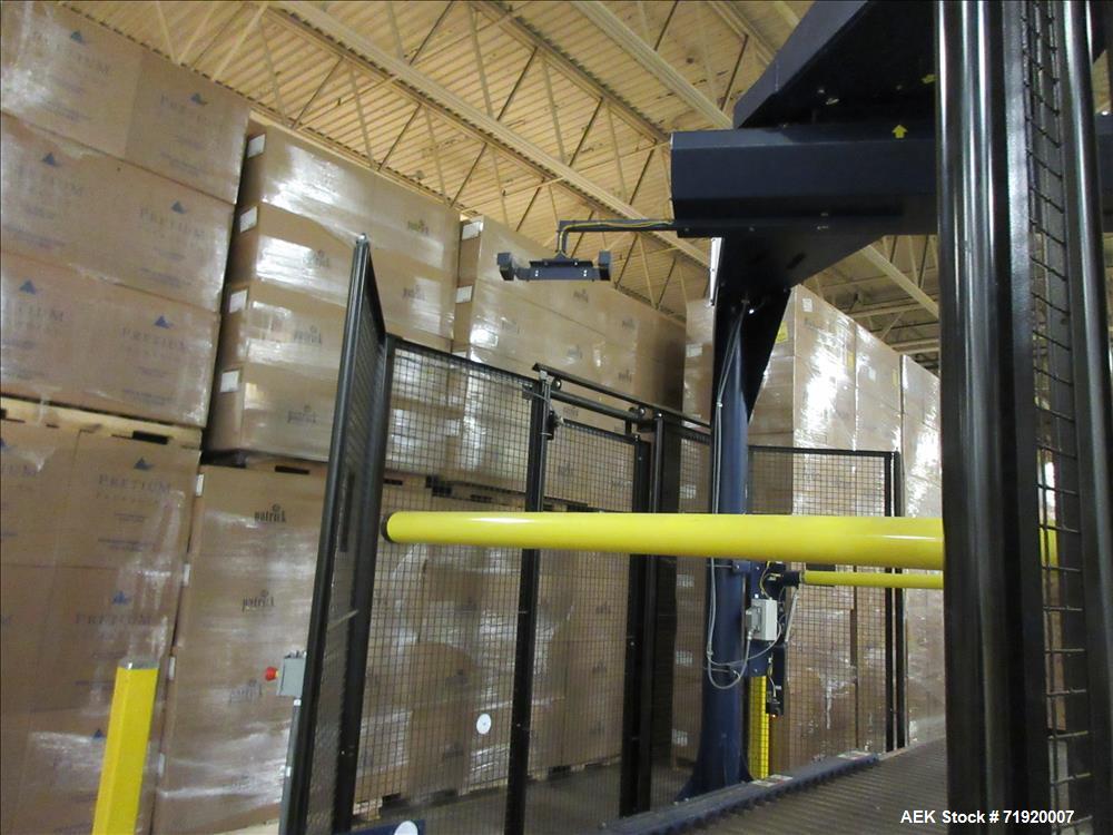 Used Lantech Model S-2500 Automatic Straddle Stretch Wrapper Line. Capable of speeds from 60 - 80 loads per hour (depending on application). Maximum load size: 58"L x 58"W x 80"H. Film delivery: 250%...