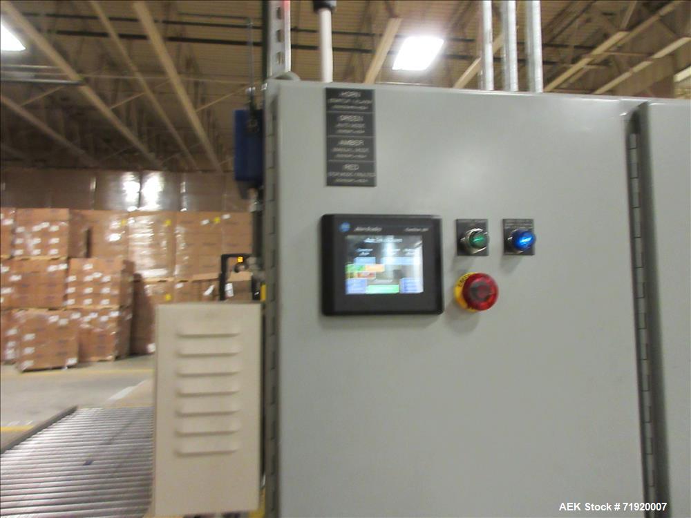 Used Lantech Model S-2500 Automatic Straddle Stretch Wrapper Line. Capable of speeds from 60 - 80 loads per hour (depending on application). Maximum load size: 58"L x 58"W x 80"H. Film delivery: 250%...