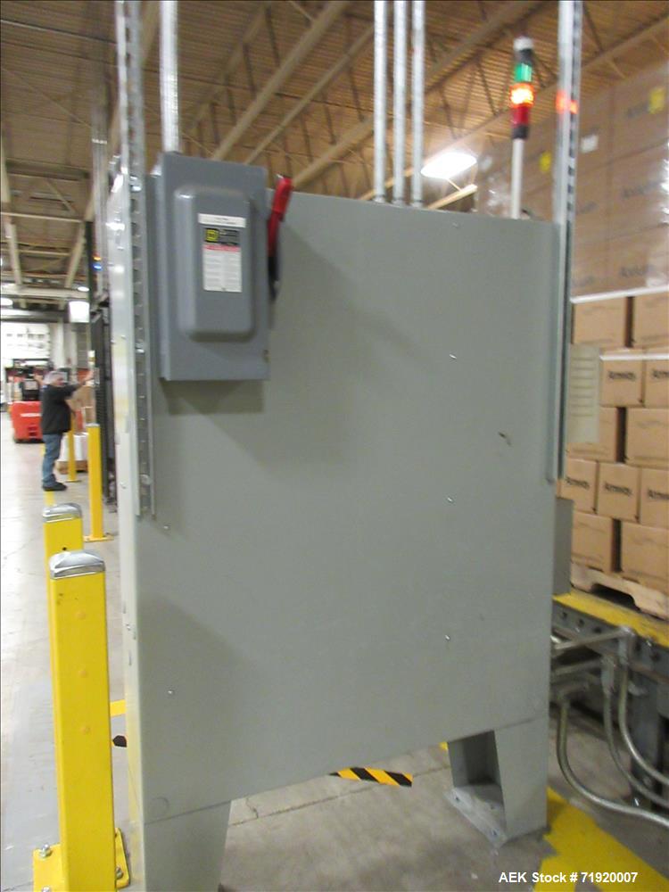 Used Lantech Model S-2500 Automatic Straddle Stretch Wrapper Line. Capable of speeds from 60 - 80 loads per hour (depending on application). Maximum load size: 58"L x 58"W x 80"H. Film delivery: 250%...