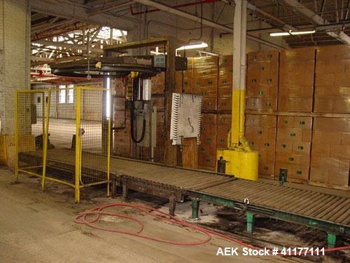Used Muller Stretch Wrapper, Model Octopus202. Capable of speeds up to 50 loads per hour. Will run up to 4800 lb loads. Includes automatic and manual wrapping modes, power roller pallet conveyor, AC ...
