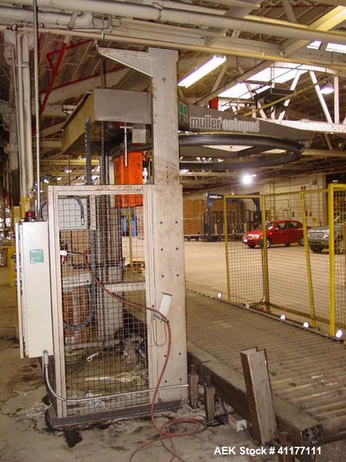 Used Muller Stretch Wrapper, Model Octopus202. Capable of speeds up to 50 loads per hour. Will run up to 4800 lb loads. Includes automatic and manual wrapping modes, power roller pallet conveyor, AC ...
