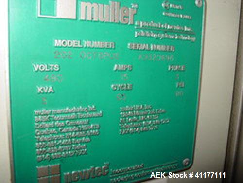 Used Muller Stretch Wrapper, Model Octopus202. Capable of speeds up to 50 loads per hour. Will run up to 4800 lb loads. Includes automatic and manual wrapping modes, power roller pallet conveyor, AC ...