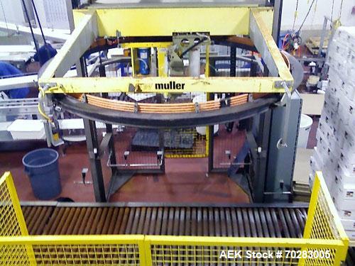 Used Muller 202 Octopus Automatic Stretch Wrapper. 480 V, 20 Amp, PSI 80, Cycle 60, KVA 9.6.