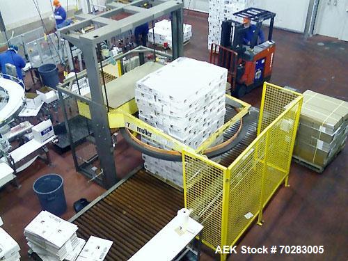 Used Muller 202 Octopus Automatic Stretch Wrapper. 480 V, 20 Amp, PSI 80, Cycle 60, KVA 9.6.
