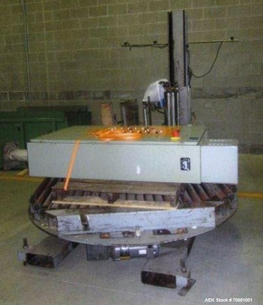 Used Orion FA44-267 Rotary Integrated stretchwrapper. Includes approx 24 feet driven Roller Pallet Conveyor and discharge. Allen Bradley SLC 5/04 Processor. Turntable RPM-0-16 RPM Variable Turntable ...