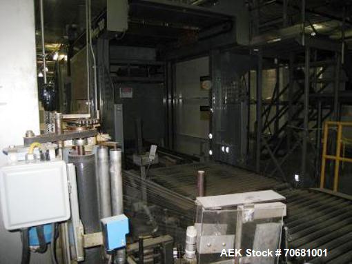 Used Orion FA44-267 Rotary Integrated stretchwrapper. Includes approx 24 feet driven Roller Pallet Conveyor and discharge. Allen Bradley SLC 5/04 Processor. Turntable RPM-0-16 RPM Variable Turntable ...