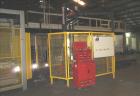 Used Wulftec Model WRT-150 Semi-automatic Rotary Arm (Orbital) Stretch Wrapper. Machine is capable of speeds up to 50 loads per hour. Has a maximum load size of 54