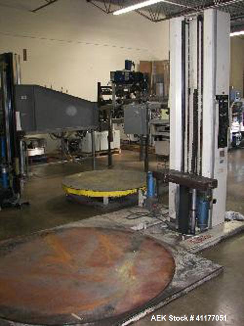 Used Muller 501 Semi Automatic Stretch Wrapper capable of speeds up to 35 loads per hour. Rotation speed up to 12 rpm. Max load size: 60" x 60" x 85" with a maximum load weight of 4000 Lbs. 60" diame...