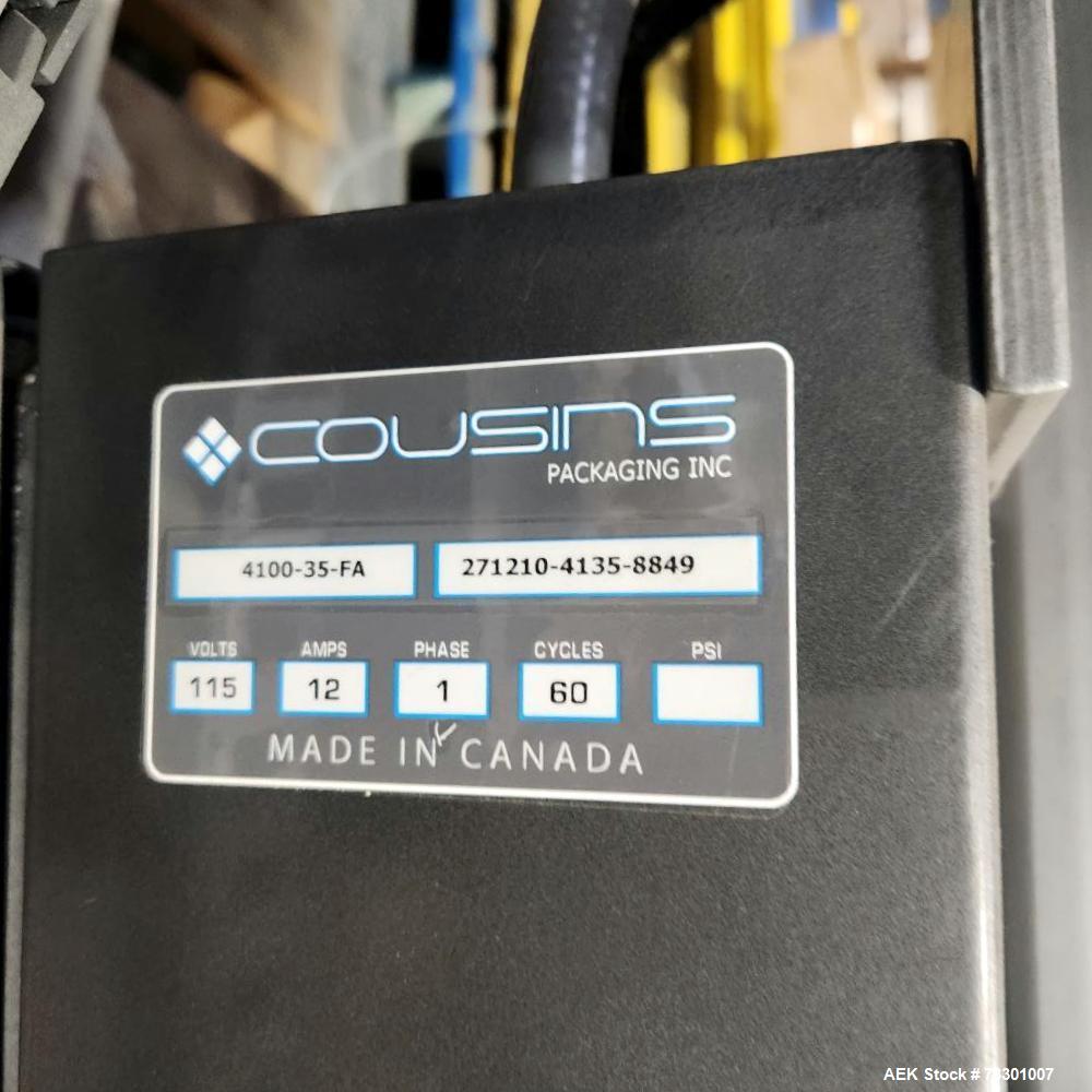 Used Industrial Stretch Wrapper – Cousins 4100-35-FA with Pre-Stretch Carriage – High-Efficiency Pallet Wrapping