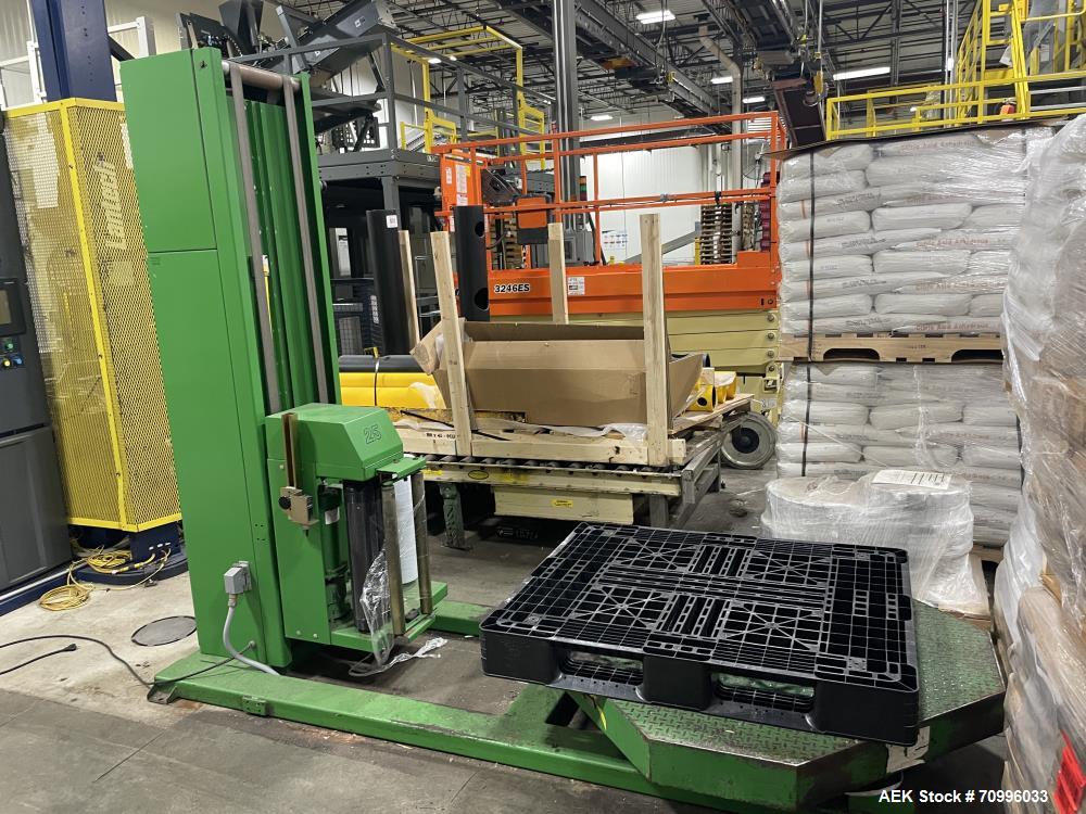 Used Highlight Industries Model 2.5 Semi Automatic High Profile Stretch Wrapper. Powered Pre-Stretch : 200% Standard, Turntable : High Profile: 48" x 48" Octagonal, 12 RPM. Max height up to 72". Film...