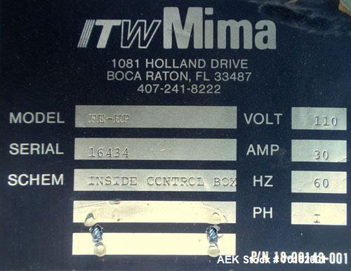 Used ITW Mima Semi-Automatic Spiral Web Stretch Wrapper, model FE-HP, carbon steel. Up to 30 loads per hour. 72" diameter turntable, output 10 rpm. Motorized film elevator. Wrap height minimum 1/2", ...