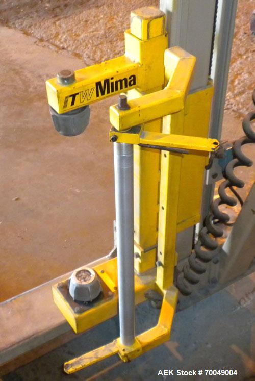 Used ITW Mima Little Giant Series Spiral Web Stretch Wrapper, Model LG-20, Carbon Steel. Up to 25 loads per hour. 48" x 48", 1/2 hp DC motorized turntable, output 8 rpm. 1/8 hp DC film elevator motor...
