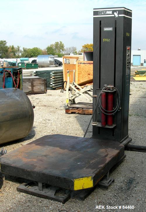 Used Infra-Pak Platform Stretch Wrapper, Model HKHP. Maximum load size 50" wide x 50" long x 80" tall, 4000 pounds. Average cycle time 2 minutes. Table driven by an approximate 1/2 HP gearmotor.