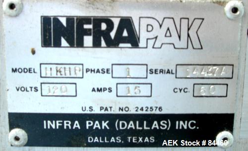 Used Infra-Pak Platform Stretch Wrapper, Model HKHP. Maximum load size 50" wide x 50" long x 80" tall, 4000 pounds. Average cycle time 2 minutes. Table driven by an approximate 1/2 HP gearmotor.