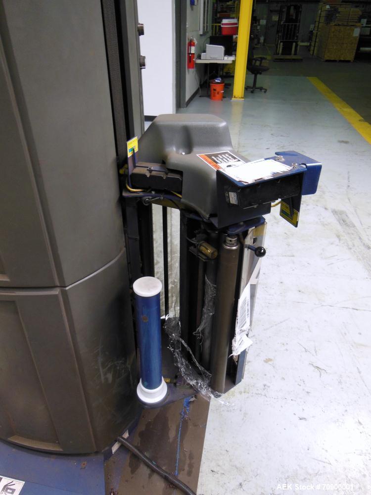 Used Lantech Q300 Semi-Automatic Dual truntable stretch wrapper. Low Profile unit capable of speeds from 25-35 loads per hour. Maximum load size 73 1/2", height 80", weight 4000 pounds. Has (2) 65" d...