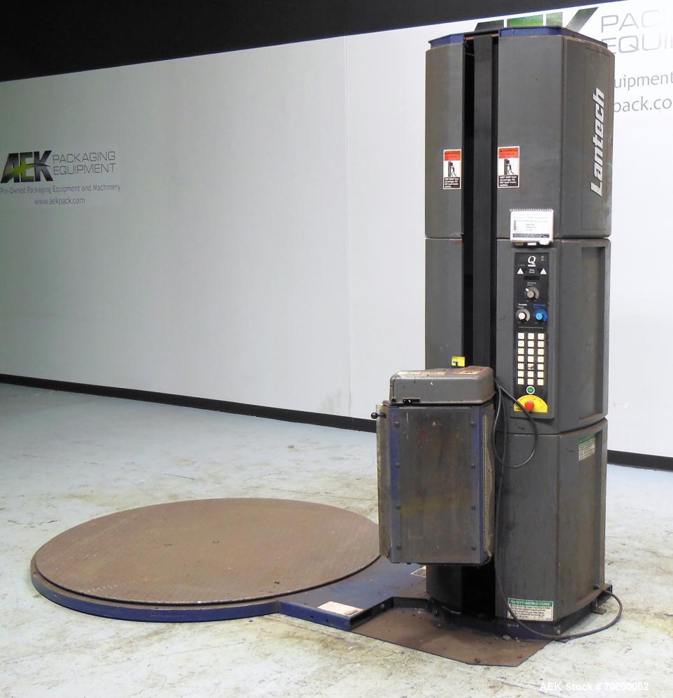 Used Lantech Q300 semi automatic stretch wrapper. Low Profile unit capable of speeds from 25-35 loads per hour. Maximum load size 73 1/2", height 80", weight 4000pounds. 65" diameter turntable driven...