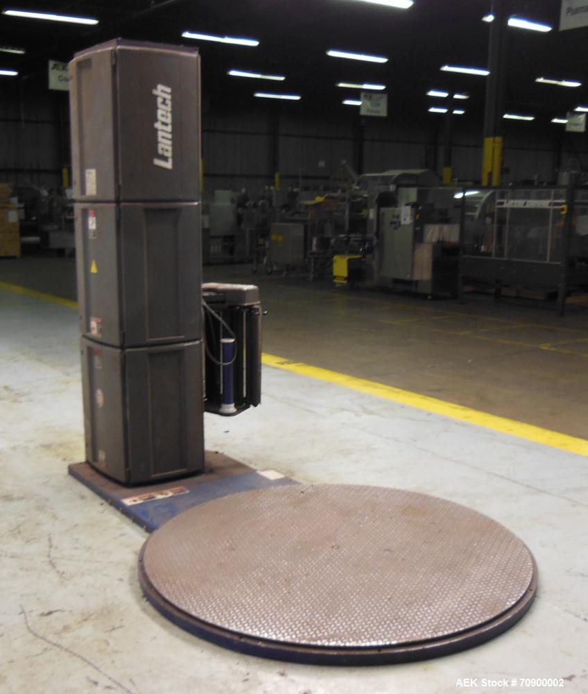 Used Lantech Q300 semi automatic stretch wrapper. Low Profile unit capable of speeds from 25-35 loads per hour. Maximum load size 73 1/2", height 80", weight 4000pounds. 65" diameter turntable driven...