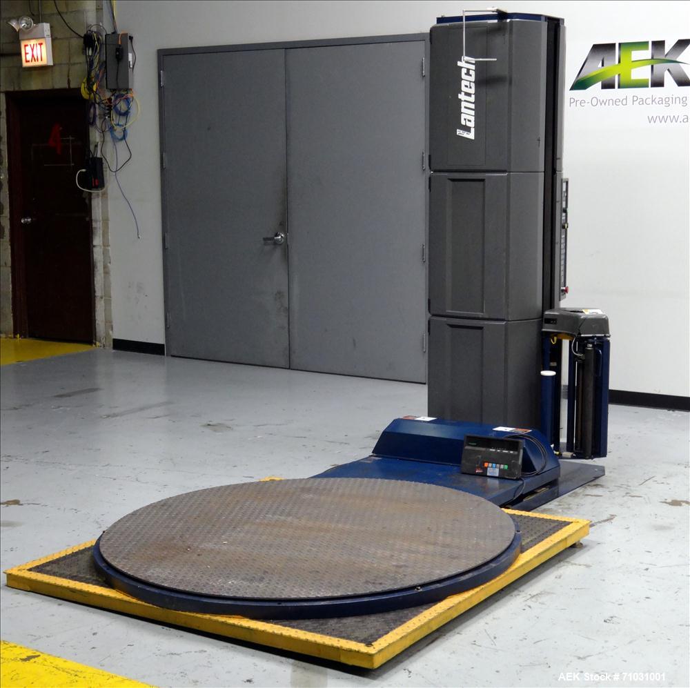 Used Lantech Q300 Semi-Automatic Pallet Stretch Wrap Machine. Capable of up to 35 loads per hour. Maximum Load: Diagonal: 72", Height: 80", Weight: 4000 lbs., Maximum roll diameter of 10", with 20" f...