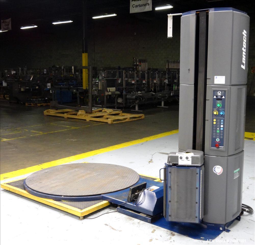 Used Lantech Q300 Semi-Automatic Pallet Stretch Wrap Machine. Capable of up to 35 loads per hour. Maximum Load: Diagonal: 72", Height: 80", Weight: 4000 lbs., Maximum roll diameter of 10", with 20" f...