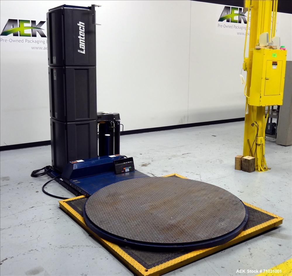 Used Lantech Q300 Semi-Automatic Pallet Stretch Wrap Machine. Capable of up to 35 loads per hour. Maximum Load: Diagonal: 72", Height: 80", Weight: 4000 lbs., Maximum roll diameter of 10", with 20" f...