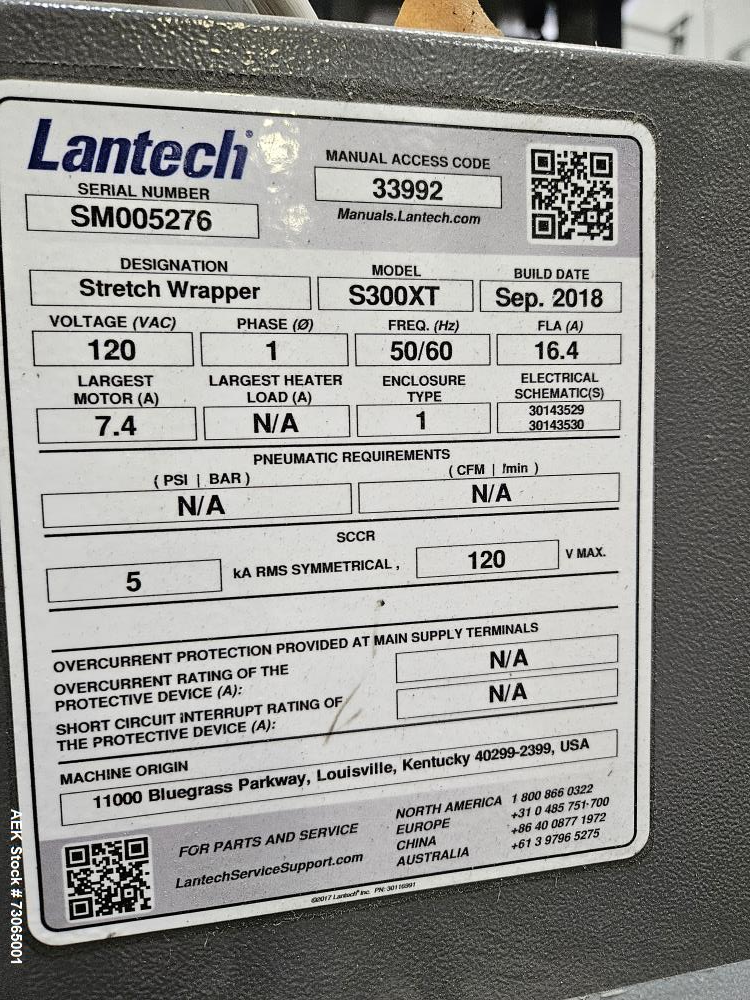 Used Lantech S-300XT Straddle-Type Semi Automatic Stretch Wrapper