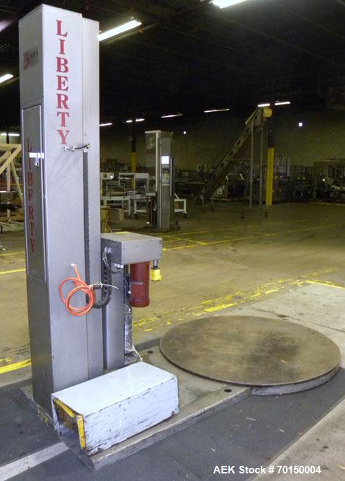 Used Liberty Industries Series 5.1 Semi-Automatic Stretch Wrapper. Capable of up to 30 loads per hour for spiral applicators. Includes a Pace series pre-stretch film delivery system, L70 controls, an...