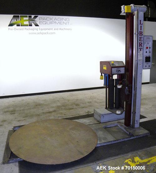 Used Liberty Industries Series 500 Plus Semi-Automatic Stretch Wrapper. Capable of up to 30 loads per hour for spiral applicators. Includes a Max series pre-stretch film delivery system, control pane...