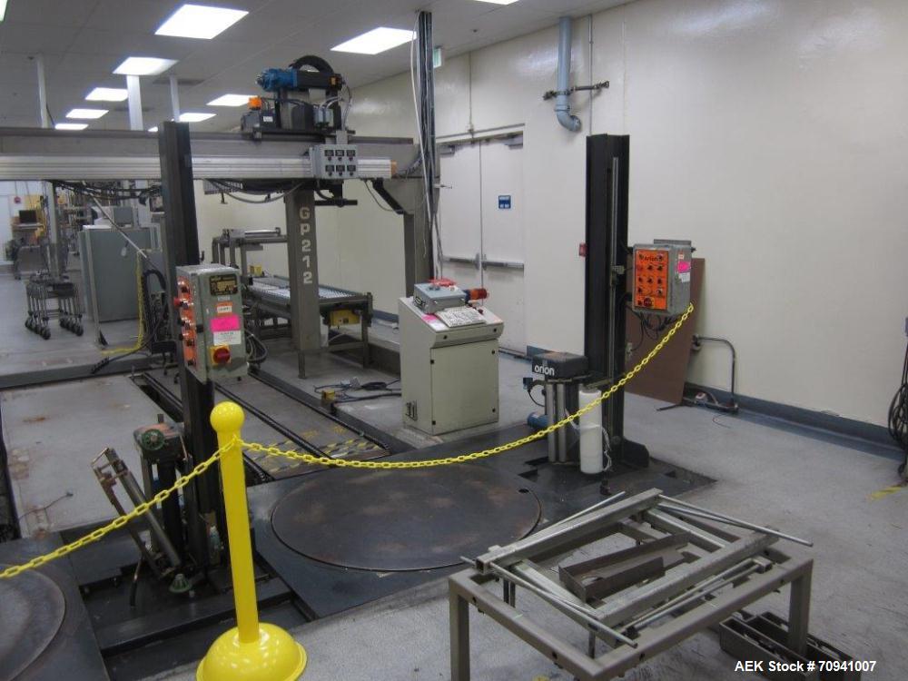 Used Orion L66/13S Semi Automatic Low Profile Stretch Wrapper. Turntable will do 0 - 14 RPM and is variable speed.  Maximum load capacity: up to 4,000 lbs. Film Roll Width: up to 20", 59" diameter tu...